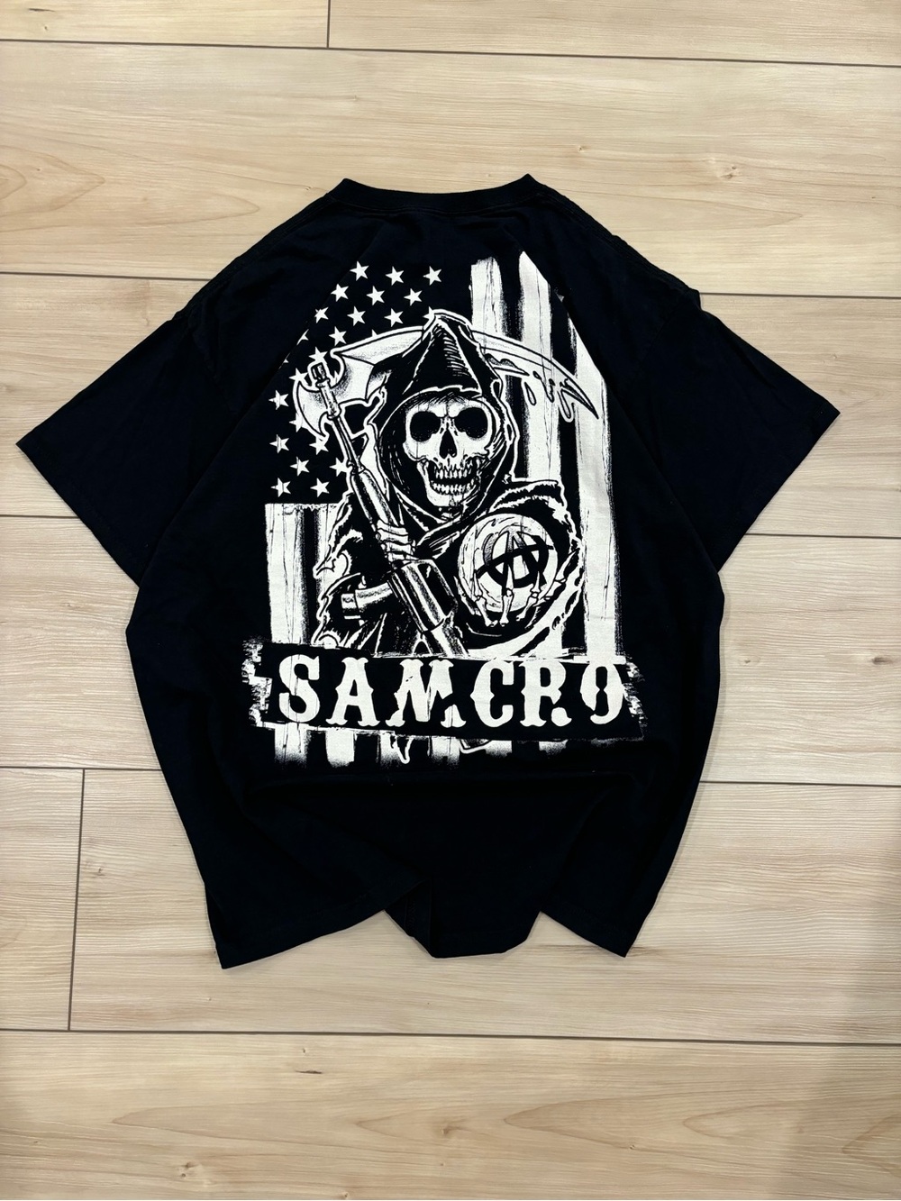 Sons of Anarchy Grim reaper grunge SAMCRO Men’s Graphic Short Sleeve Tee - Black
